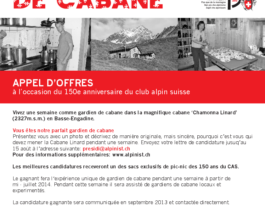 Concours Aventure Gardien de cabane